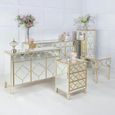 Casablanca Side Table - Square - Mirrored - Gold Trim