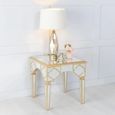 Casablanca Side Table - Square - Mirrored - Gold Trim