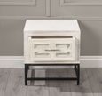 Clearance - Geo Side Table - 1 Drawer - White Mirrored