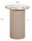 Coronel Beige Marble Round End Table with Fluted Base
