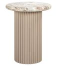Coronel Beige Marble Round End Table with Fluted Base