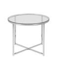Cross Side Table - Round - Clear Glass and Chrome