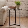 Delhi Side Table - Round - Radial Sunburst - Black - Bone Inlay and Metal