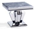 Dolce Lamp Table - Square - Grey Marble & Chrome