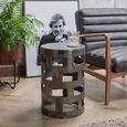 Elias Side Table - Geometric Design - Round - Tall - Black - Aluminium