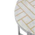 Eva Side Table - Round - White Marble with Silver Metal