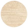 Hampton Travertine Beige Top Round Side Table with Black Fluted Base