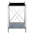 Hoffmann Side Table - Black Glass with Silver Metal