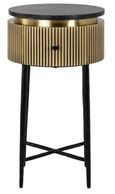 Ironville Brass Ribbed 1 Drawer Round Side Table