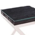 Kerala Side Table - Square - Black Glass with Silver Cross Base