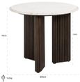Mayfield White Marble Top Round Side Table - Dark Wood Fluted Base