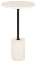 Misty White Marble Round Side Table
