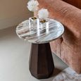 Oberoy End Table - Round - Blush Beige - Ceramic and Mango Wood