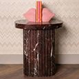 Orchid Fluted End Table - Square - Burgundy - Marble