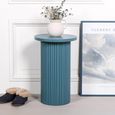 Ribbed Mango Wood Side Table - Ocean Blue - Round - Occasional