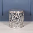 Fretwork Round Side Table - Silver Aluminium