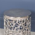 Fretwork Round Side Table - Silver Aluminium