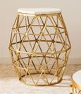 Templar Side Table - Round - Stone and Gold
