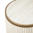 Tivoli White Ribbed Set of 2 Round End Tables with Gold Trim