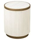 Tivoli White Ribbed Set of 2 Round End Tables with Gold Trim