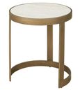 Tivoli White Ribbed Set of 2 Round End Tables with Gold Trim