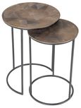 Tulum Set of 2 Brushed Gold Round End Tables