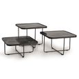Ukwaheri End Table - Black Marble - Square - Set of 3