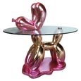 Usha Glass Top Pink End Table
