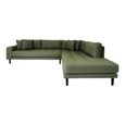 Lido Corner Sofa - Open End - Olive Green - Fabric - Black Legs - RHF
