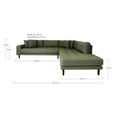 Lido Corner Sofa - Open End - Olive Green - Fabric - Black Legs - RHF
