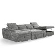 Alaya U Shape Corner Sofa Bed - Grey Fabric - Pull Out