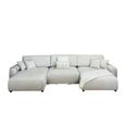 Luma U Shape Corner Sofa Bed - Beige Fabric