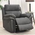 Richmond Manual Recliner Armchair - Charcoal - Leather Look Fabric