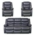 Conrad Black Leather 3+1+1 Seater Manual Recliner Sofa Set thumbnail 2