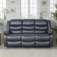 Conrad Black Leather 3+1+1 Seater Manual Recliner Sofa Set thumbnail 3