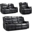 Galaxy Black Faux Leather 3+2+1 Seater Electric Recliner Sofa Set thumbnail 2