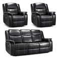 Galaxy Black Faux Leather 3+1+1 Seater Electric Recliner Sofa Set thumbnail 2