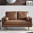 Henley Brown Faux Leather Sofa - 2 Seater