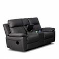 Huntington Electric Recliner Sofa with Console - 2 Seater - Dark Grey Leather Look Fabric
