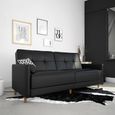 Andora Sprung Sofa Bed - 3 Seater - Black Faux Leather - 2146009UK