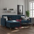 Hartford Sectional Futon Sofa Bed - Storage - Blue Chenille Fabric - 2112669UK