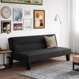 Kebo Futon Sofa Bed - 3 Seater - Black Velvet Fabric - 2005019UK