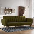 Novogratz Brittany Futon Sofa Bed - Green Linen Fabric - 2115329NUK