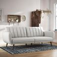 Novogratz Brittany Futon Sofa Bed - Light Grey Linen Fabric - 2115429NUK