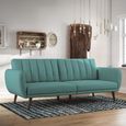 Novogratz Brittany Futon Sofa Bed - Light Blue Linen Fabric - 2115829NUK