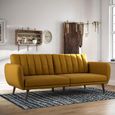 Novogratz Brittany Futon Sofa Bed - Mustard Linen Fabric - 2115929NUK