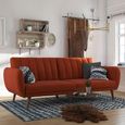 Novogratz Brittany Futon Sofa Bed - Orange Linen Fabric - 2115529NUK