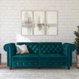 Felix Chesterfield Sofa Bed - 3 Seater - Teal Velvet Fabric - 2258979UK