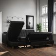 Hartford Sectional Futon Sofa Bed - Storage - Black Faux Leather - 2195009UK