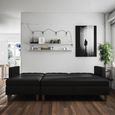 Hartford Sectional Futon Sofa Bed - Storage - Black Faux Leather - 2195009UK
